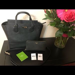 Kate Spade Hadlee Laurel Way Black Satchel/ Wallet